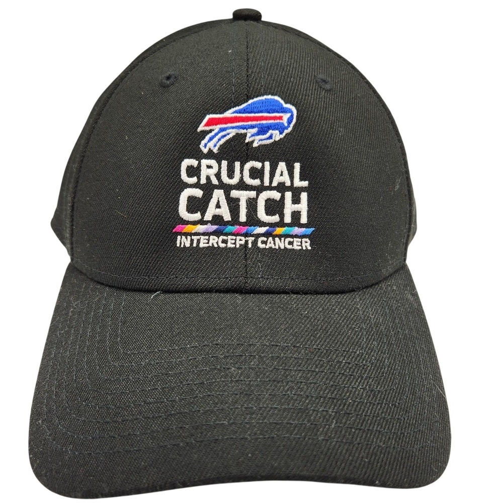 Buffalo Bills New Era 9FORTY Crucial Catch Intercept Cancer Black Hat NFL